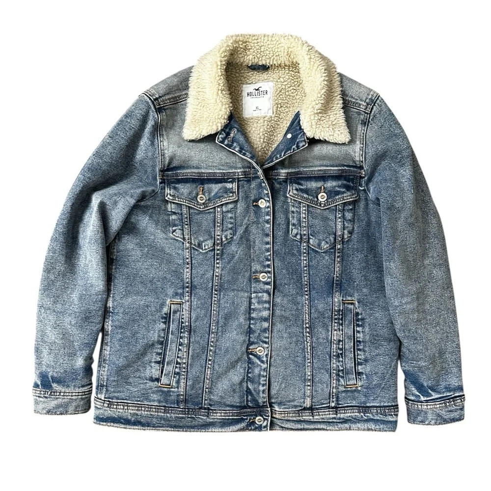 Hollister Sherpa-Lined Denim Jacket Size XL